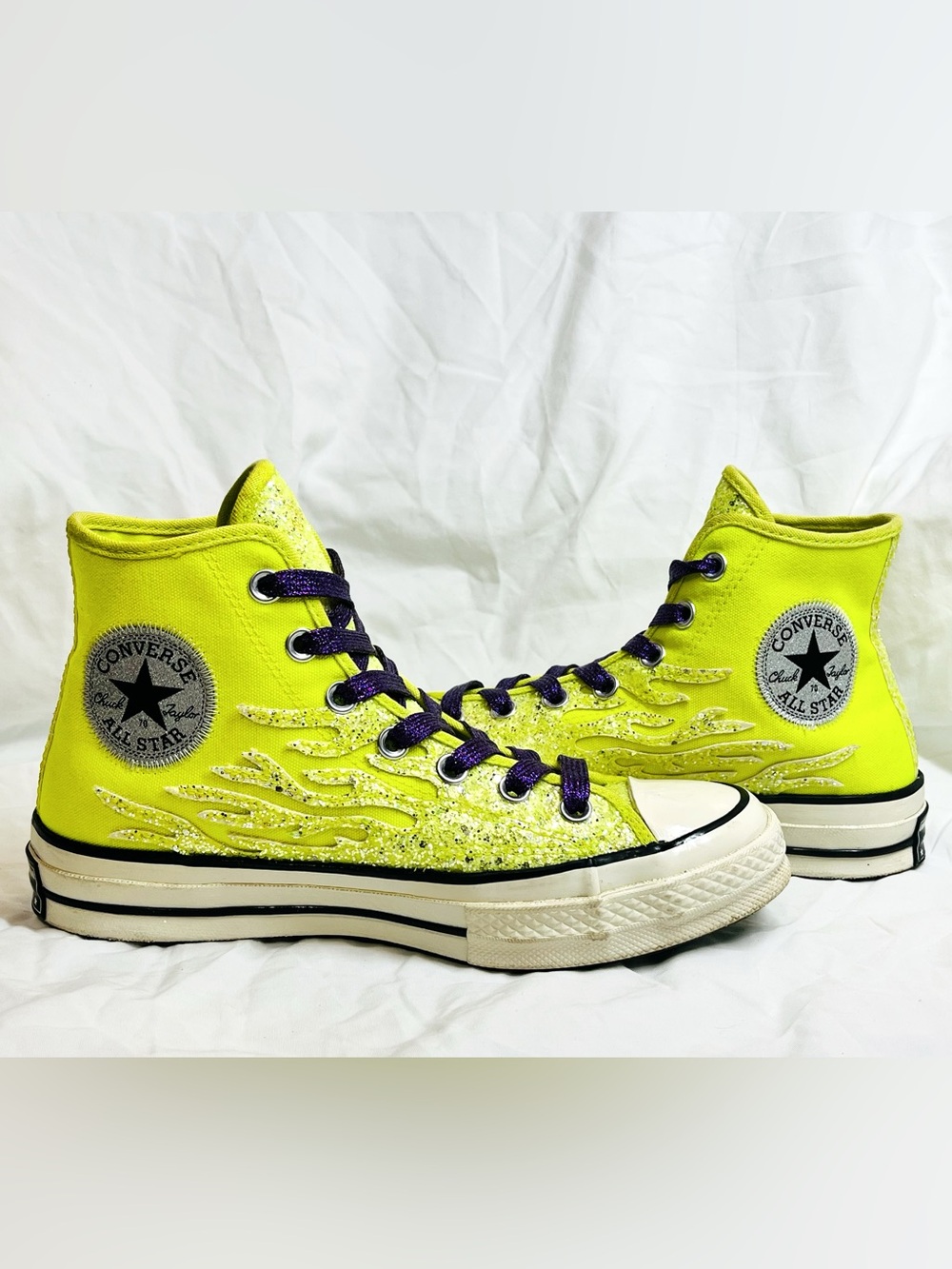 Converse Chuck 70 Hi Glitter Flames Lemon Venom 569388C Size 8